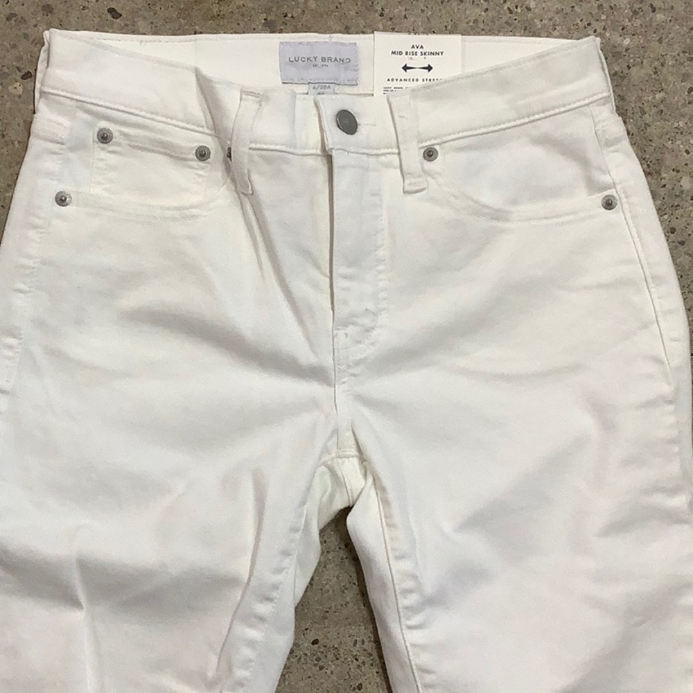 Lucky Brand Ava mid rise skinny jeans in white